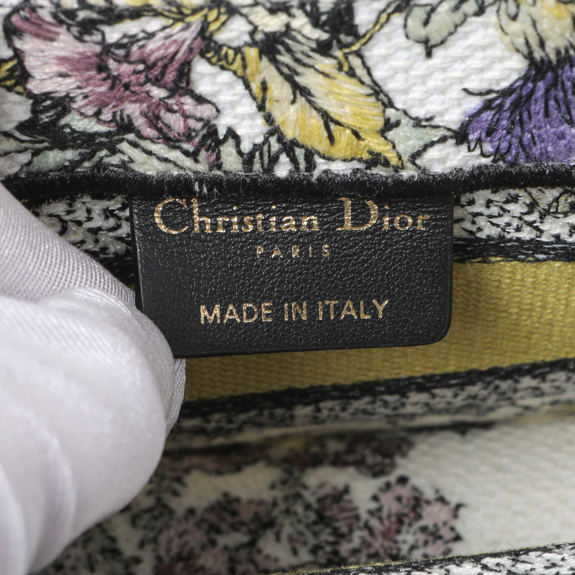 Exclusive Christian Dior Embroidered Canvas Mini Book Tote w/ Strap — Detail View