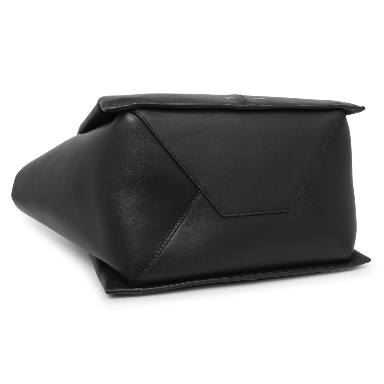 Exclusive Celine Black Calfskin Vertical Tri-Fold Bag — Back View