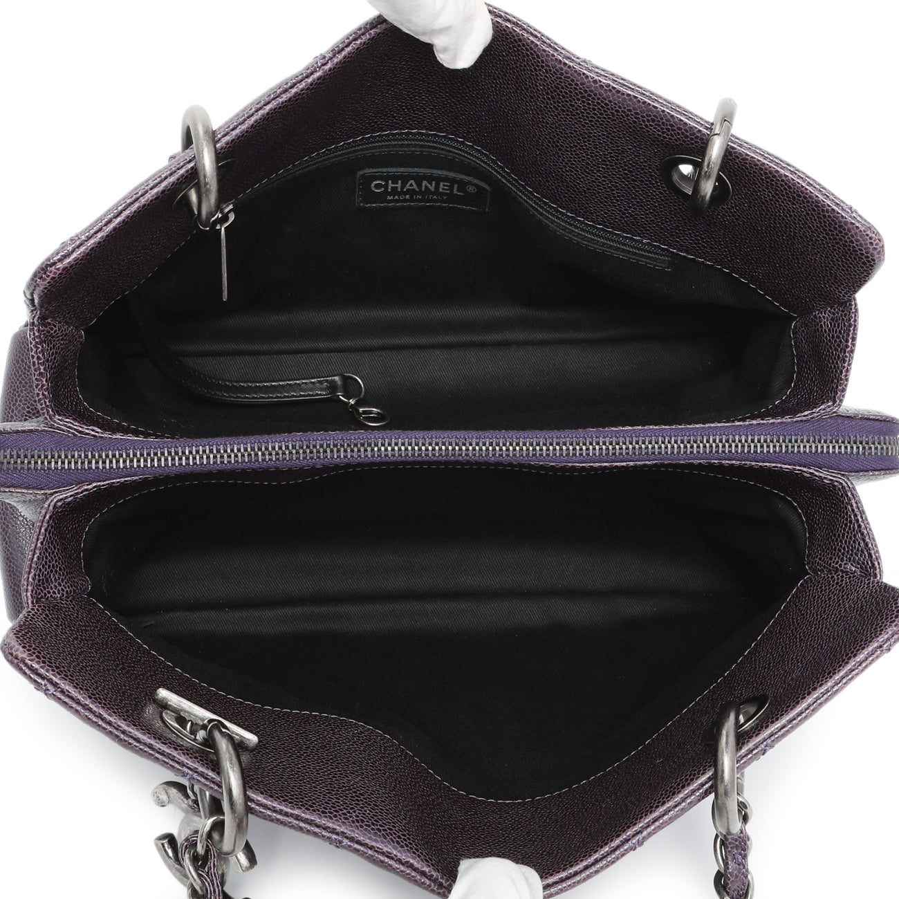 Exclusive Chanel Purple Iridescent Caviar Quilted Chic Shopping Tote — Alternate View 8