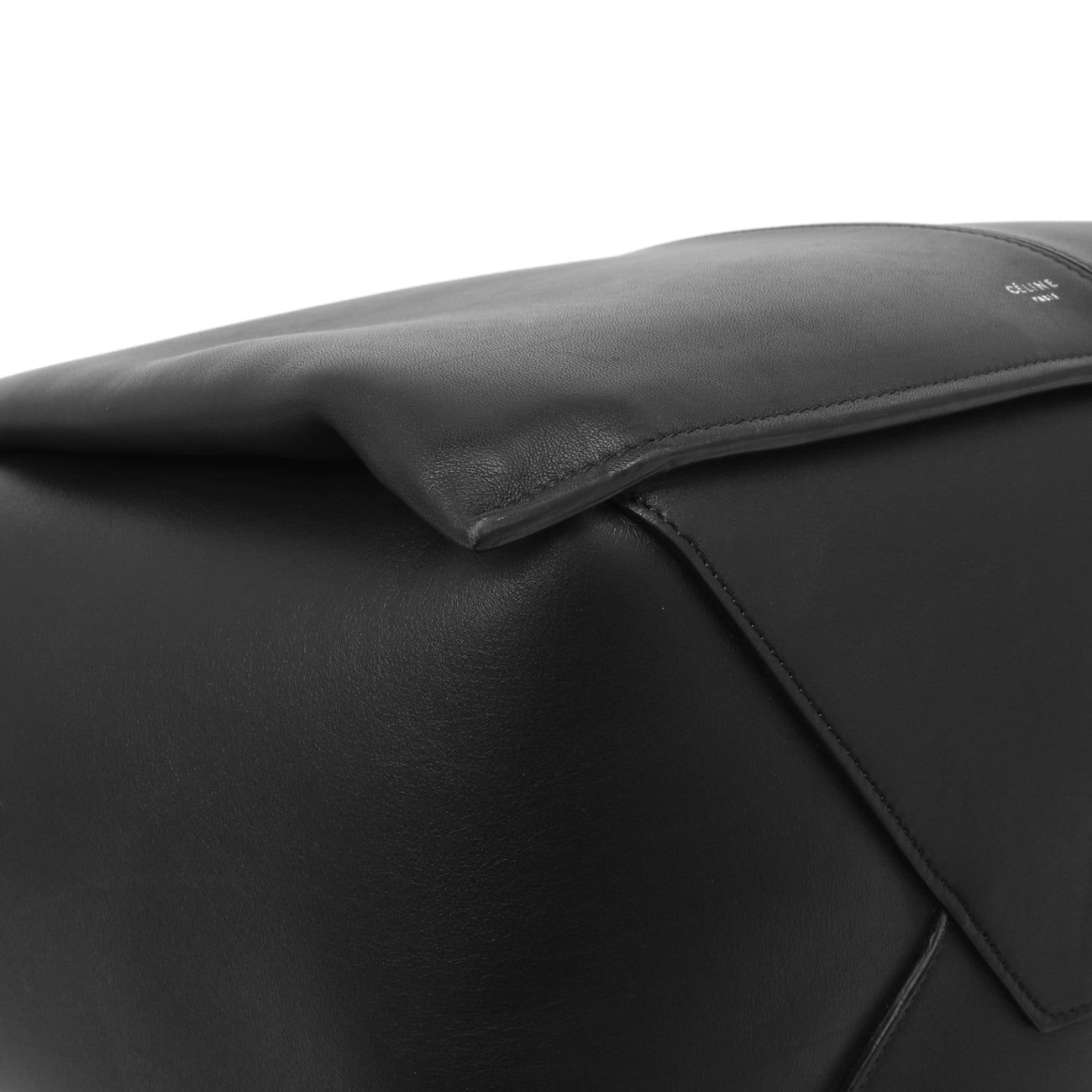 Exclusive Celine Black Calfskin Vertical Tri-Fold Bag — Top View
