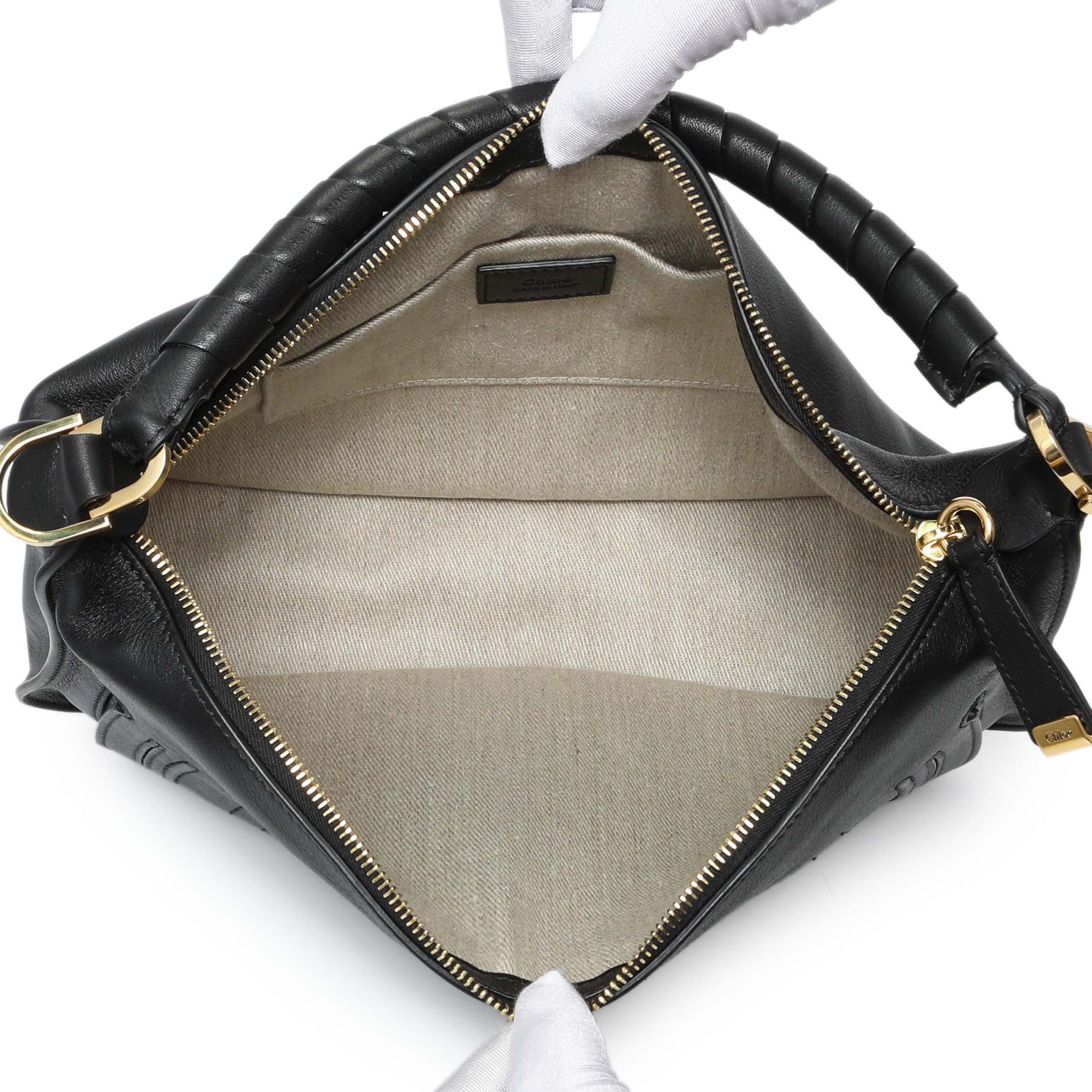 Exclusive Chloe Black Grained Calfskin Small Marcie Shoulder Bag — Top View
