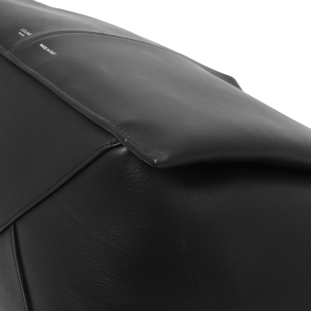 Exclusive Celine Black Calfskin Vertical Tri-Fold Bag — Detail View