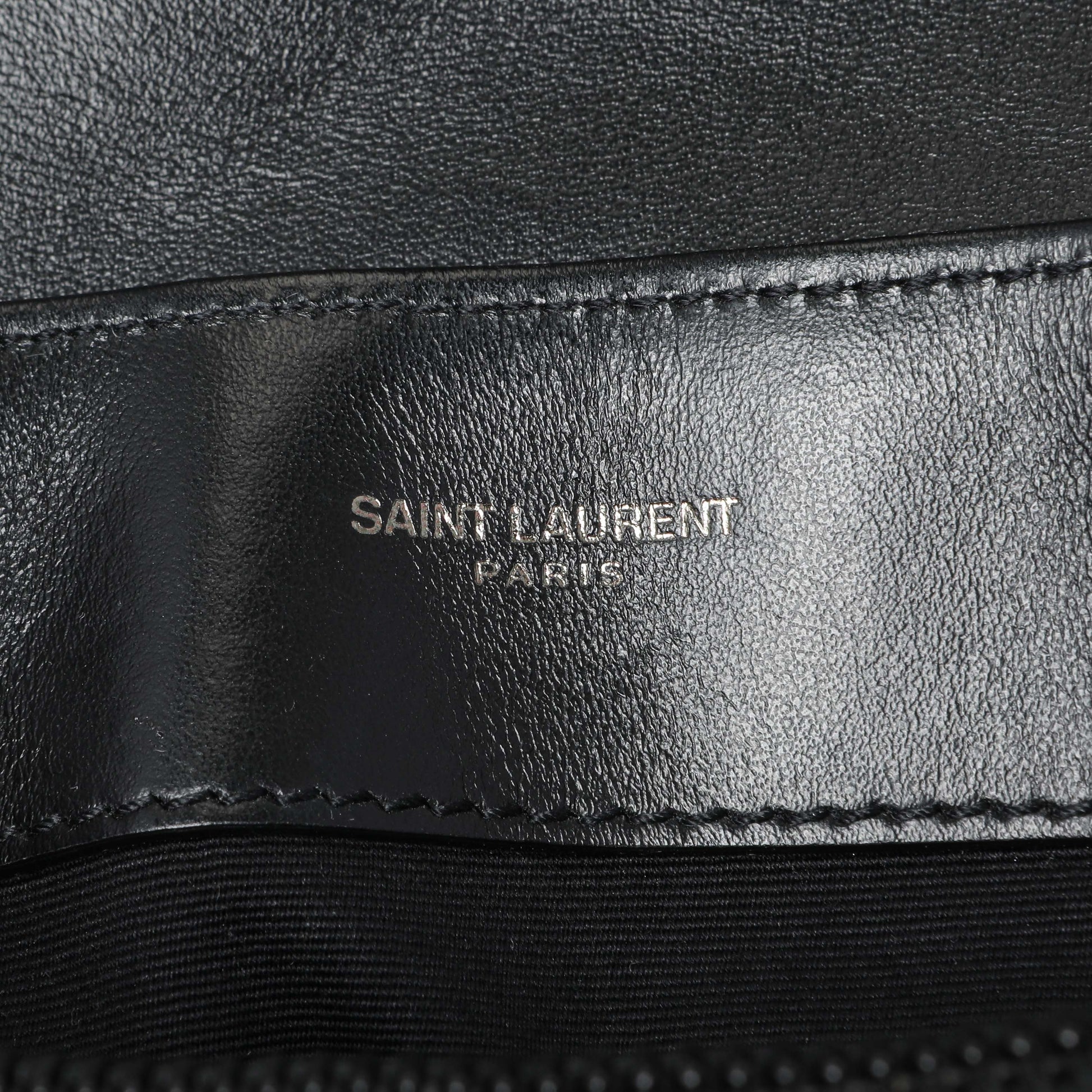 Exclusive Saint Laurent Black Calfskin Y Quilted Monogram Small Loulou Chain Satchel — Detail View
