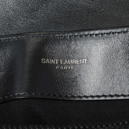 Exclusive Saint Laurent Black Calfskin Y Quilted Monogram Small Loulou Chain Satchel — Detail View