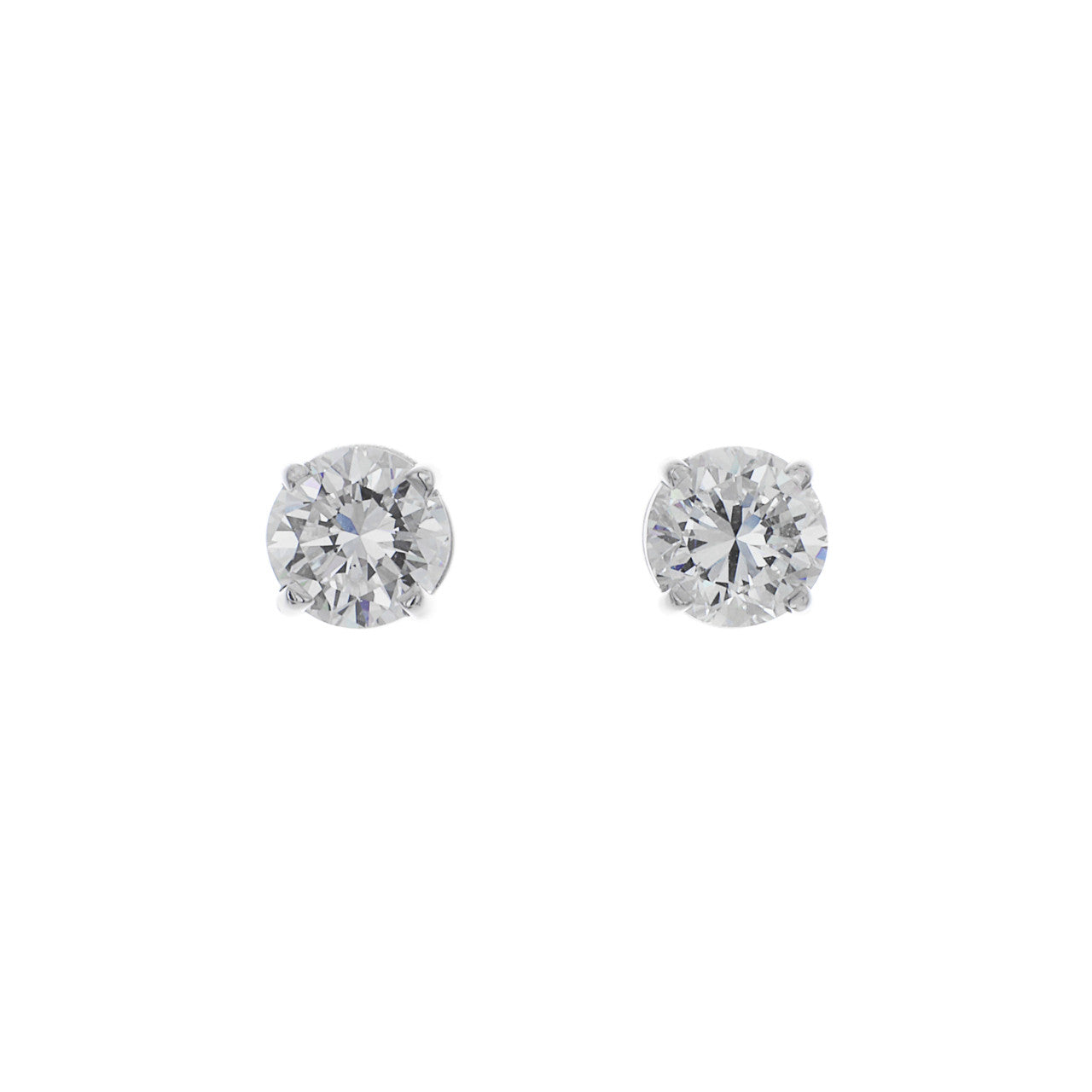 Exclusive 14K White Gold 1.21 Carat Diamond Stud Earrings — Front View