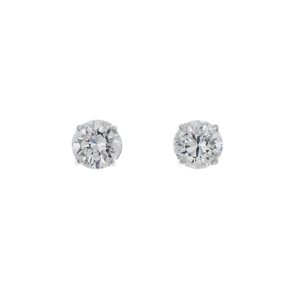 Exclusive 14K White Gold 1.21 Carat Diamond Stud Earrings — Front View