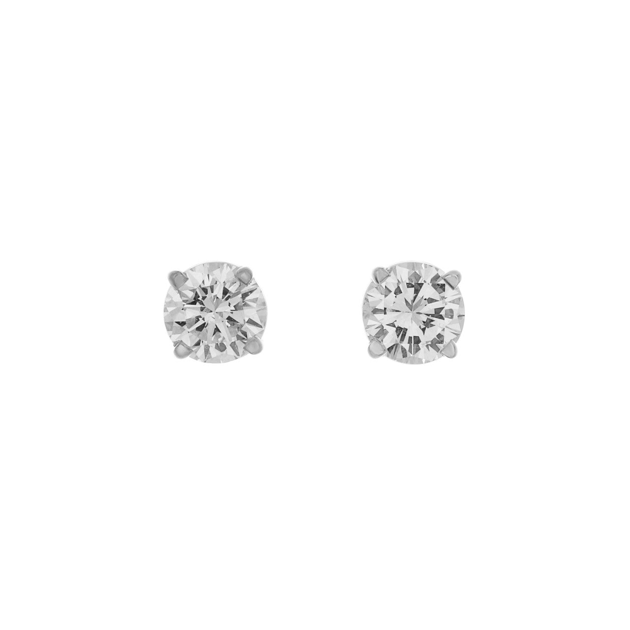 Exclusive 14K White Gold 0.84 Carat Diamond Stud Earrings — Front View