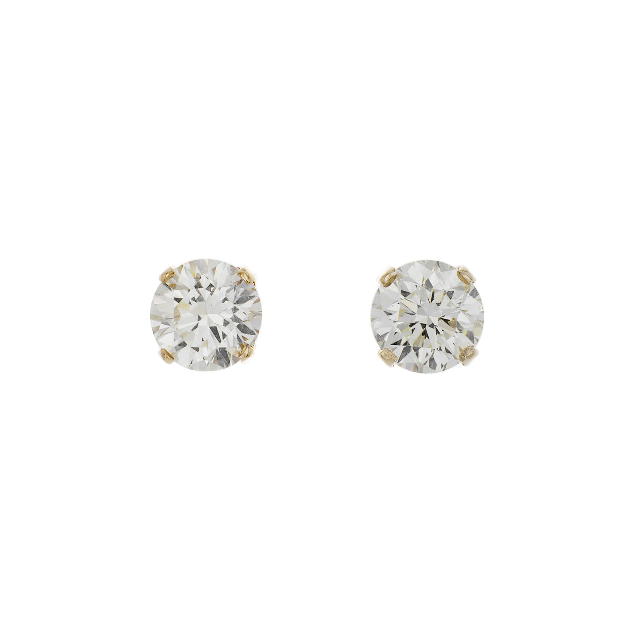 Exclusive 18K Yellow Gold 1.60 Carat Diamond Stud Earrings — Front View