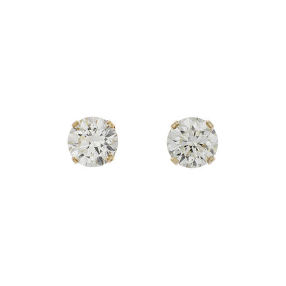 Exclusive 18K Yellow Gold 1.60 Carat Diamond Stud Earrings — Front View