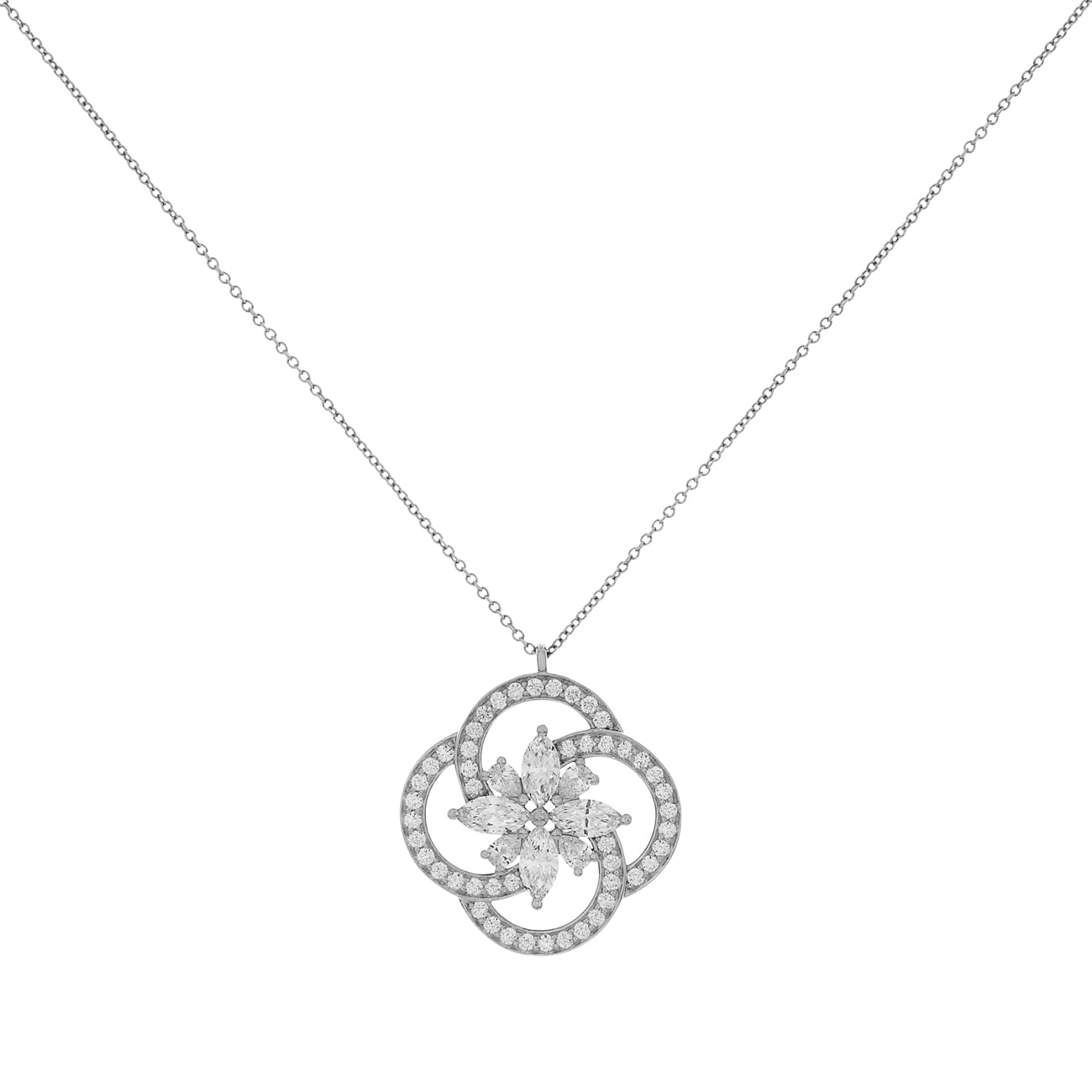 Exclusive Tiffany & Co. Platinum Diamond Victoria Key Cluster Pendant — Front View