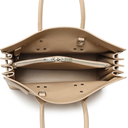 Exclusive Saint Laurent Beige Grained Calfskin Small Sac De Jour — Top View