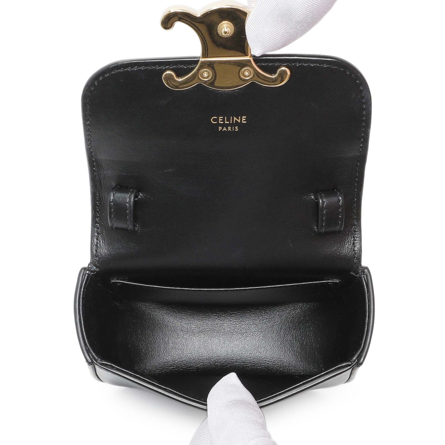 Exclusive Celine Black Shiny Calfskin Mini Claude — Top View