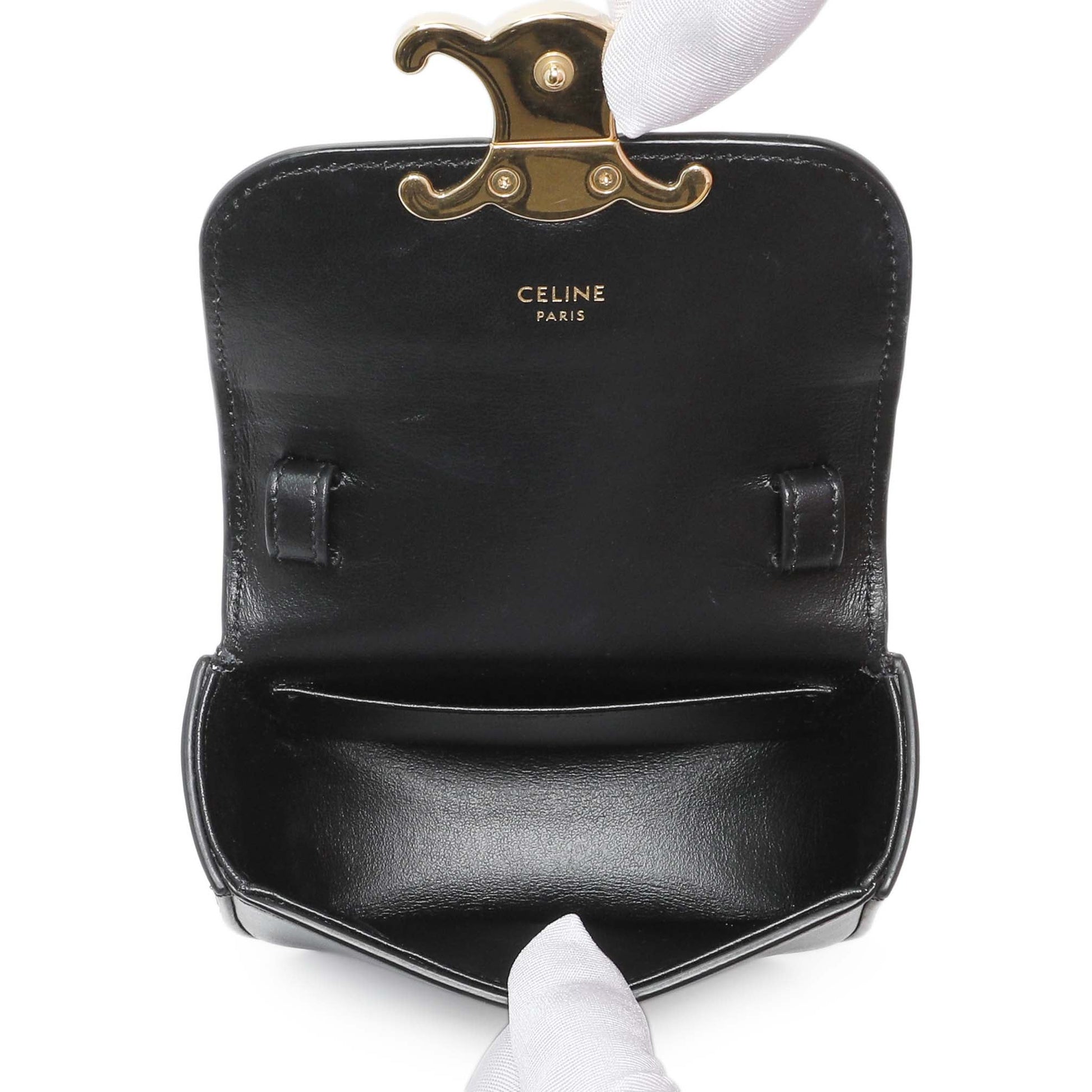 Exclusive Celine Black Shiny Calfskin Mini Claude — Top View