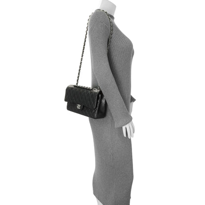 Exclusive Chanel Black Quilted Caviar Medium Classic Double Flap — Alternate View 7