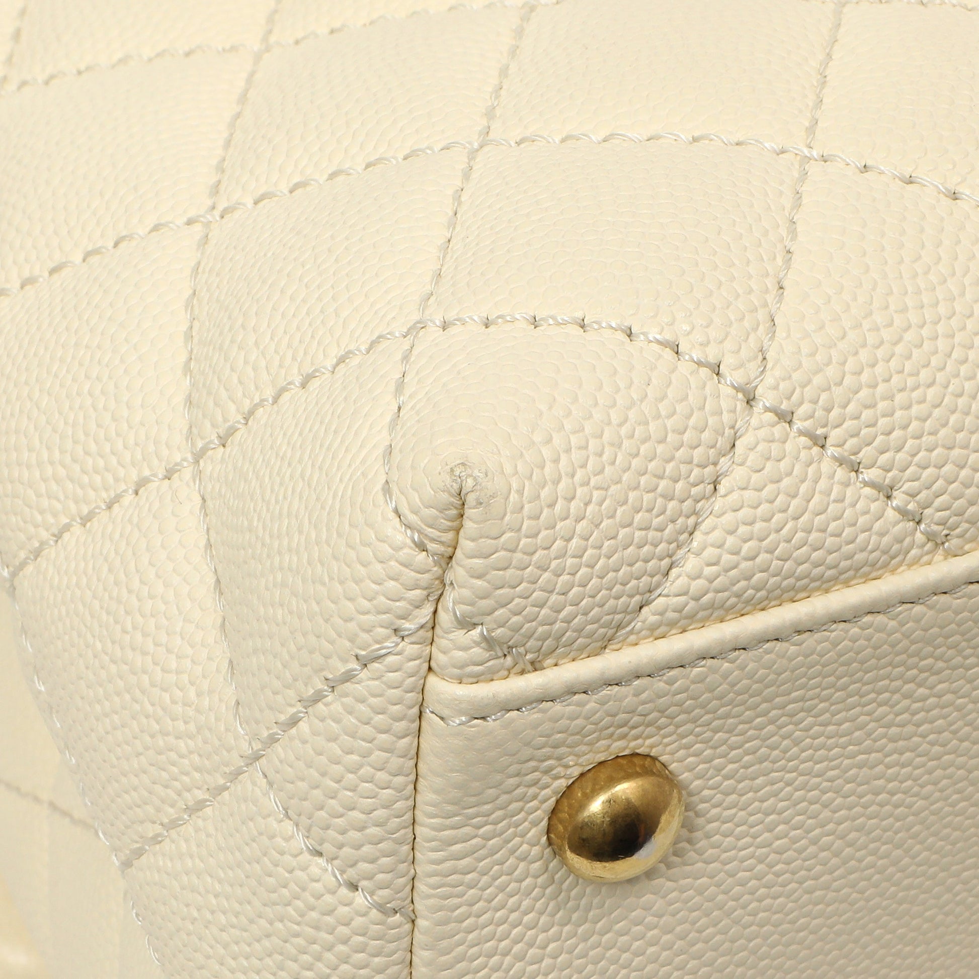 Exclusive Chanel White Quilted Caviar Medium Coco Handle — Lifestyle View