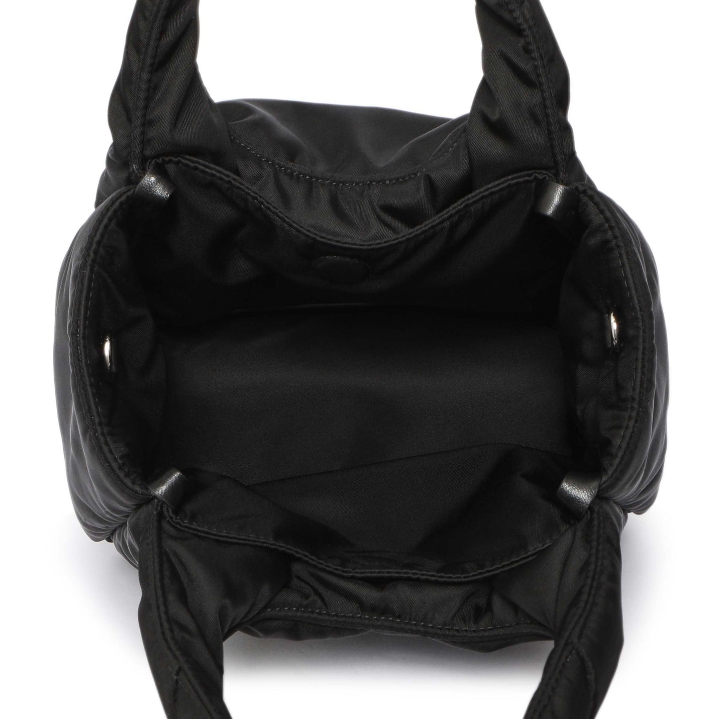 Exclusive Prada Black Re-Nylon Mini Padded Soft Tote — Top View
