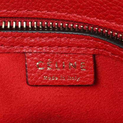 Exclusive Celine Red Drummed Calfskin Nano Luggage — Detail View