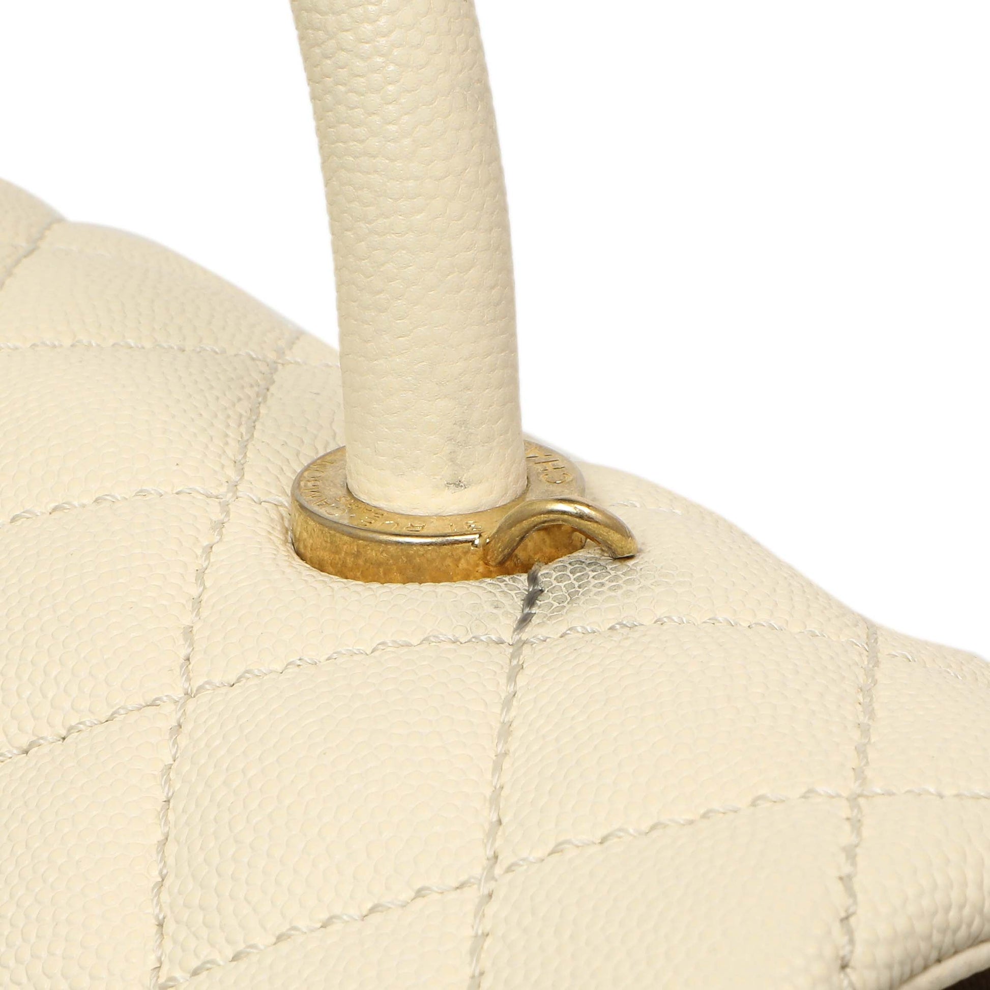 Exclusive Chanel White Quilted Caviar Medium Coco Handle — Alternate View 11