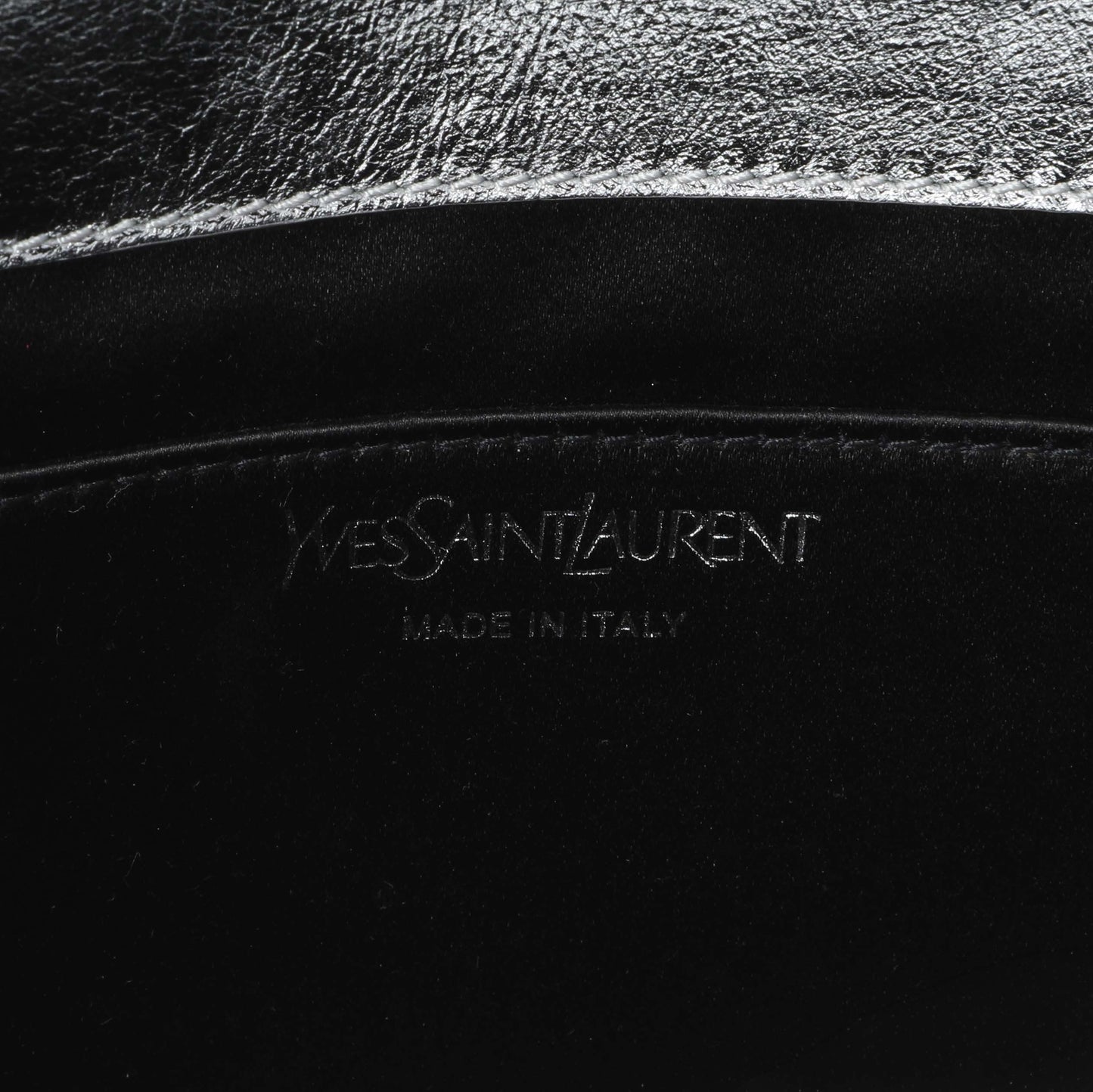 Exclusive Saint Laurent Metallic Silver Belle De Jour Large Clutch — Detail View