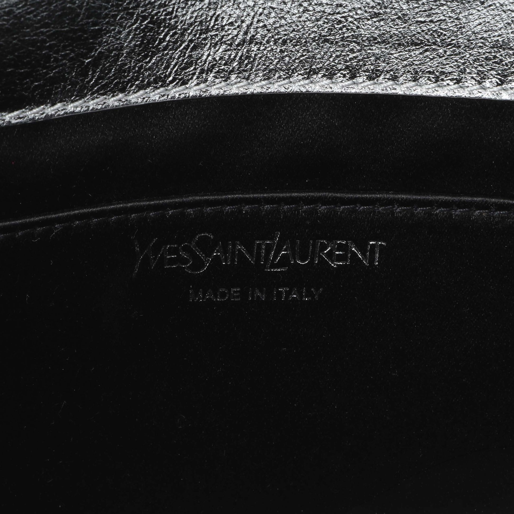 Exclusive Saint Laurent Metallic Silver Belle De Jour Large Clutch — Detail View