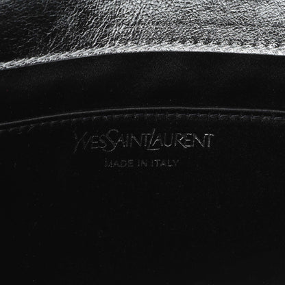 Exclusive Saint Laurent Metallic Silver Belle De Jour Large Clutch — Detail View