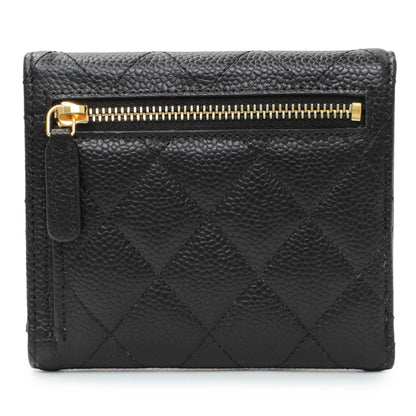 Exclusive Chanel Black Quilted Caviar Compact Flap Wallet — Side View