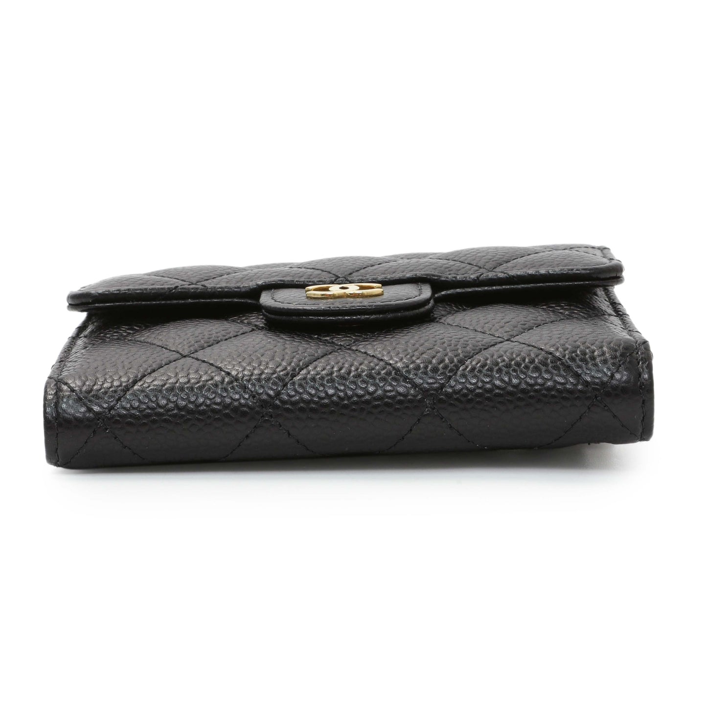 Exclusive Chanel Black Quilted Caviar Compact Flap Wallet — Back View