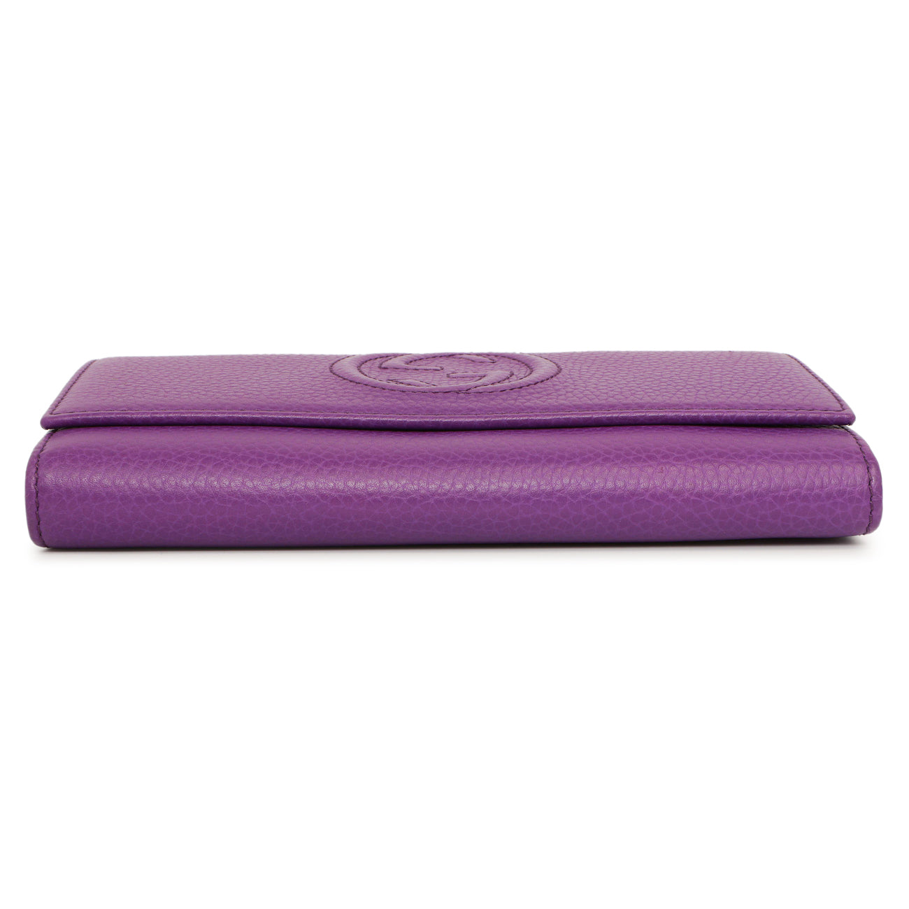 Exclusive Gucci Purple Pebbled Calfskin Large Soho Continental Wallet — Back View