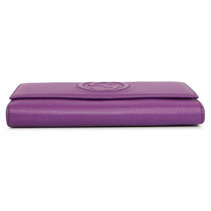 Exclusive Gucci Purple Pebbled Calfskin Large Soho Continental Wallet — Back View
