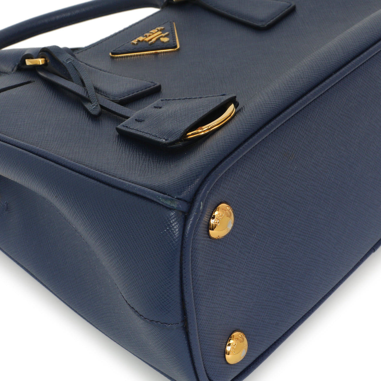 Exclusive Prada Bluette Saffiano Small Galleria Double Zip Tote — Top View