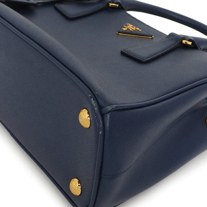 Exclusive Prada Bluette Saffiano Small Galleria Double Zip Tote — Detail View