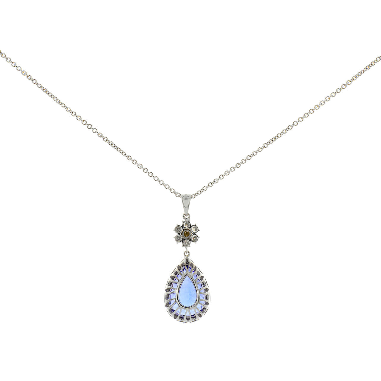 Exclusive 18K White Gold 10.80 Carat Tanzanite Diamond Pendant — Side View