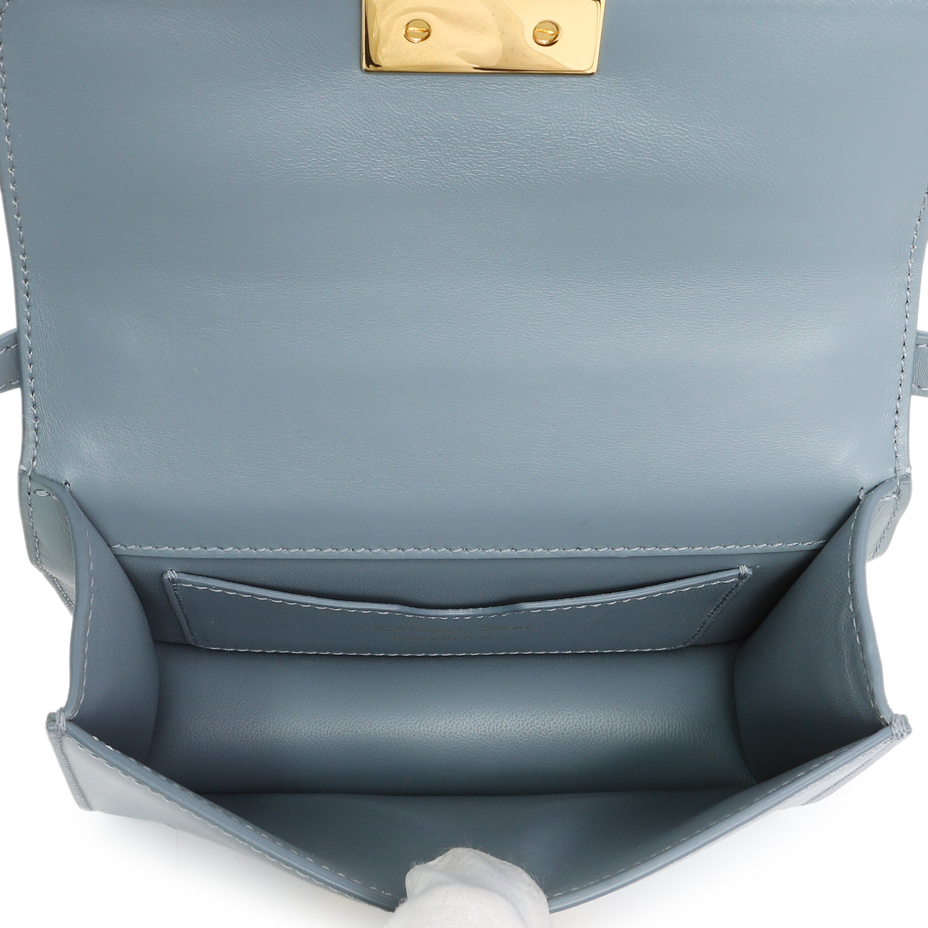 Exclusive Christian Dior Blue Grey Smooth Calfskin Micro 30 Montaigne Flap — Top View