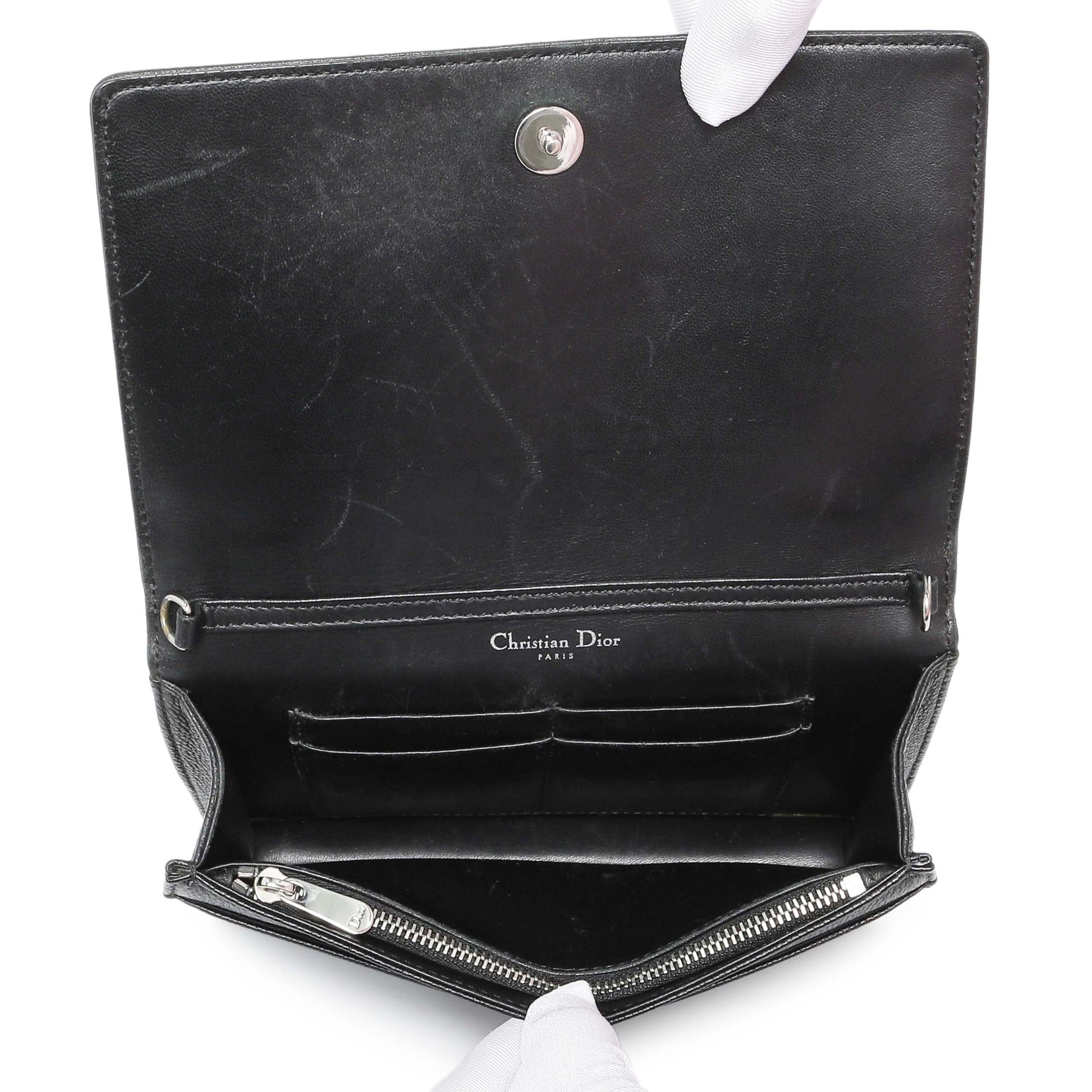Exclusive Christian Dior Black Grained Calfskin Diorama Wallet on Chain — Alternate View 8