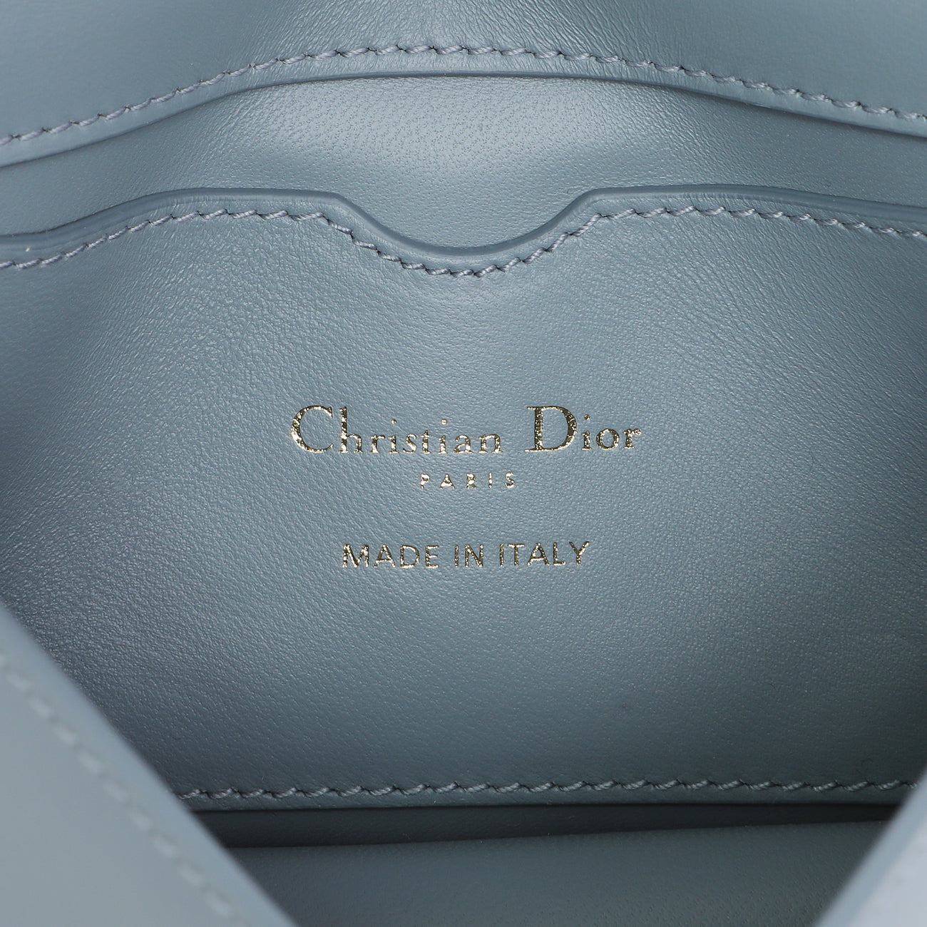 Exclusive Christian Dior Blue Grey Smooth Calfskin Micro 30 Montaigne Flap — Detail View