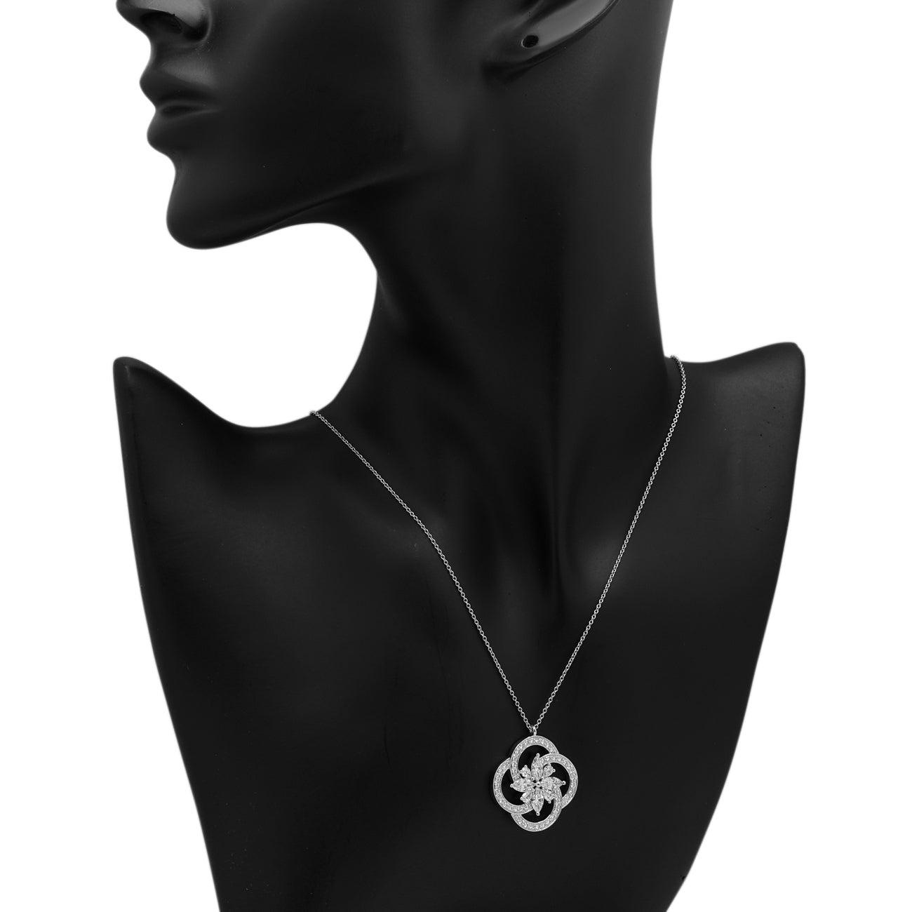 Exclusive Tiffany & Co. Platinum Diamond Victoria Key Cluster Pendant — Detail View