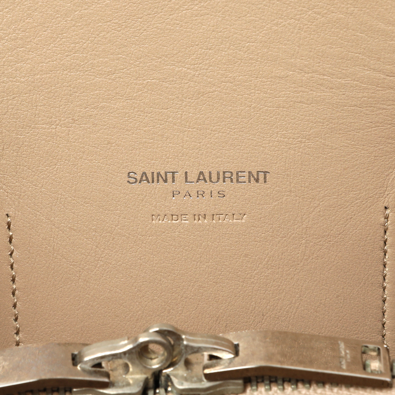 Exclusive Saint Laurent Beige Grained Calfskin Small Sac De Jour — Detail View