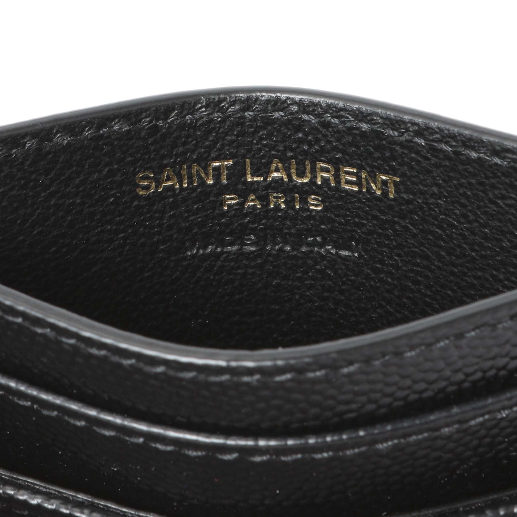 Exclusive Saint Laurent Grain De Poudre Matelasse Chevron Monogram Card Case — Detail View