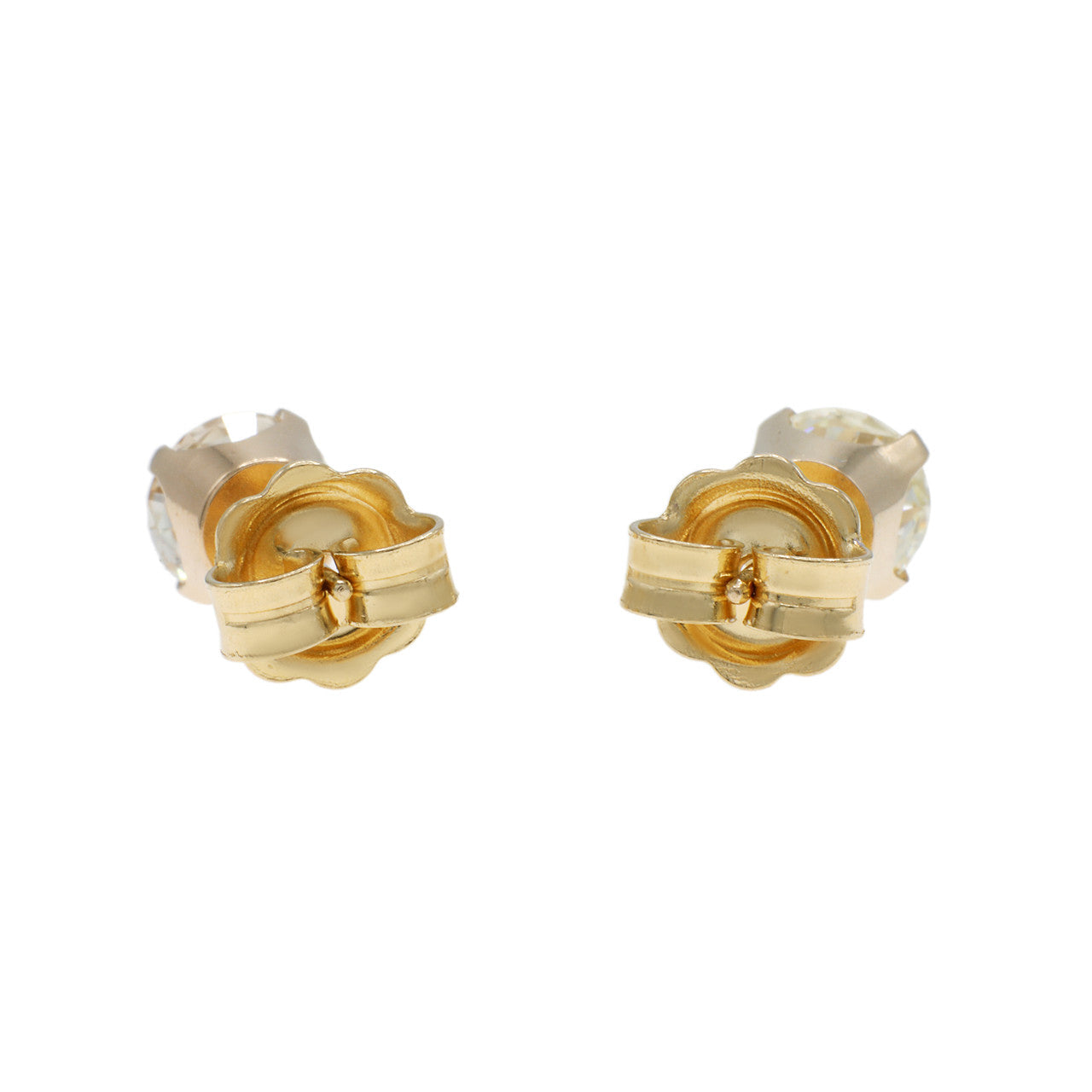 Exclusive 18K Yellow Gold 1.60 Carat Diamond Stud Earrings — Side View