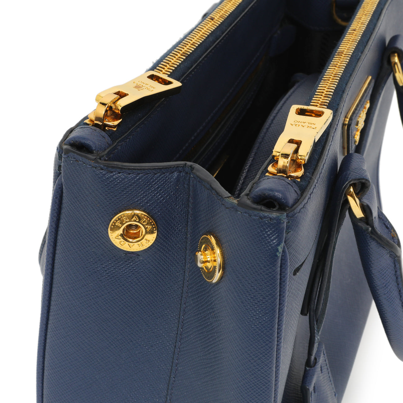 Exclusive Prada Bluette Saffiano Small Galleria Double Zip Tote — Alternate View 11