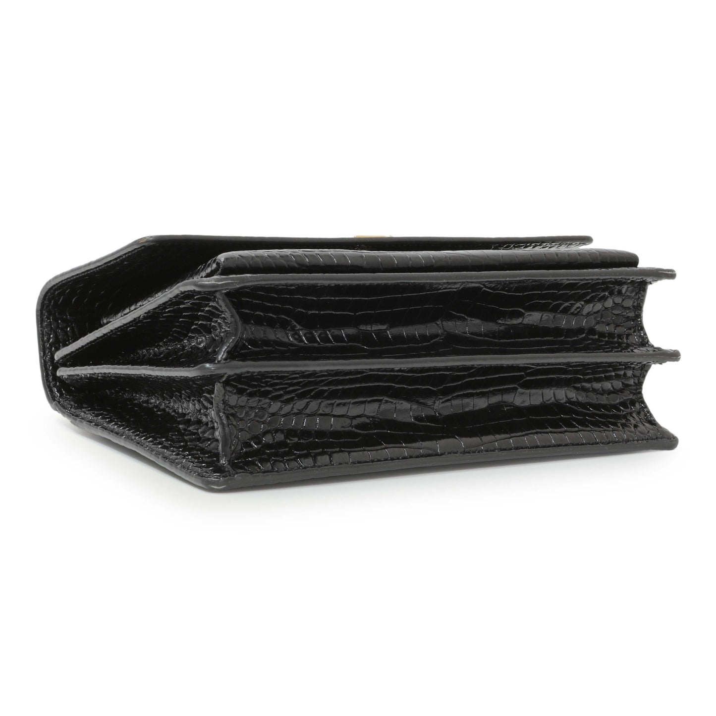 Exclusive Saint Laurent Black Crocodile Embossed Calfskin Medium Monogram Sunset — Back View