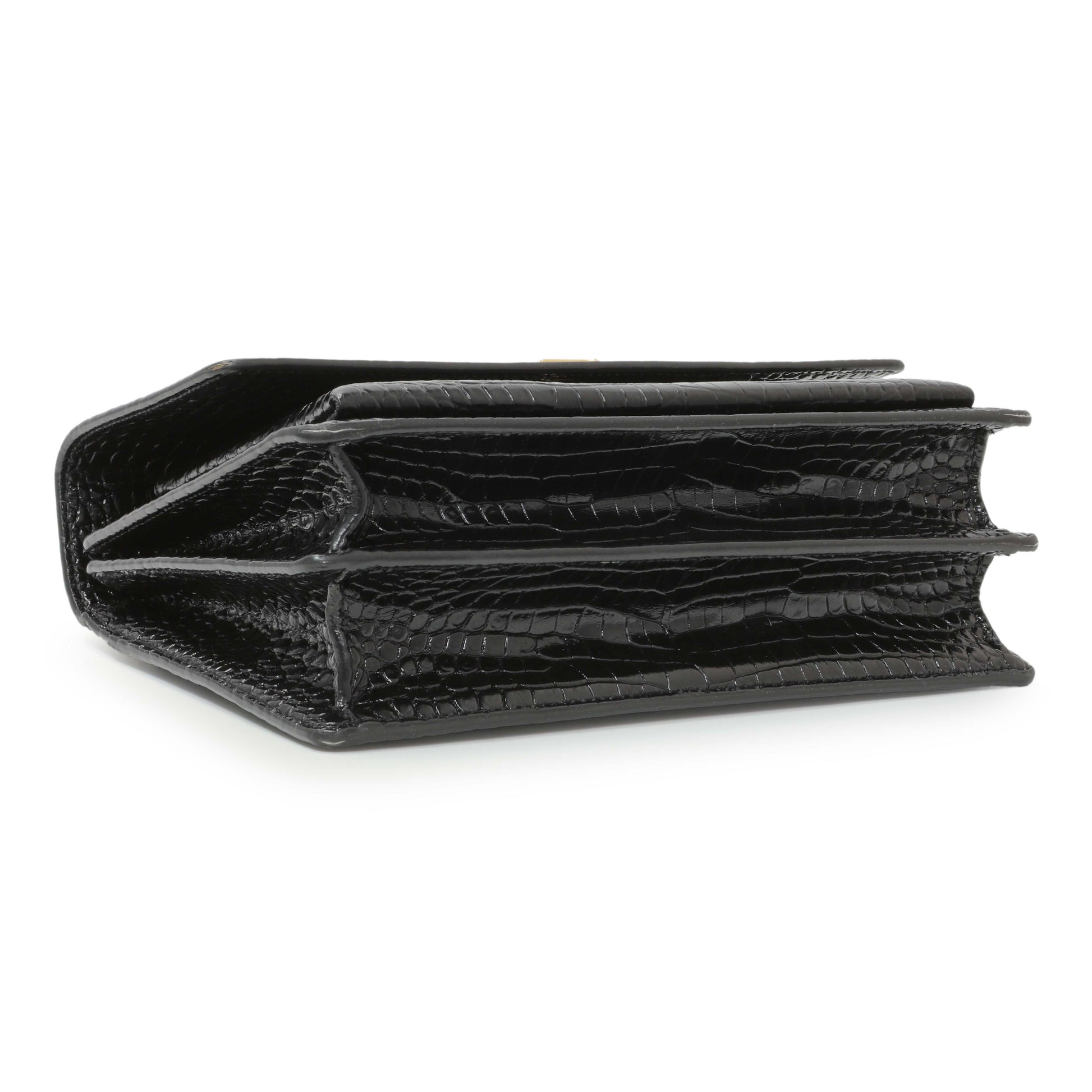 Exclusive Saint Laurent Black Crocodile Embossed Calfskin Medium Monogram Sunset — Back View