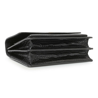 Exclusive Saint Laurent Black Crocodile Embossed Calfskin Medium Monogram Sunset — Back View