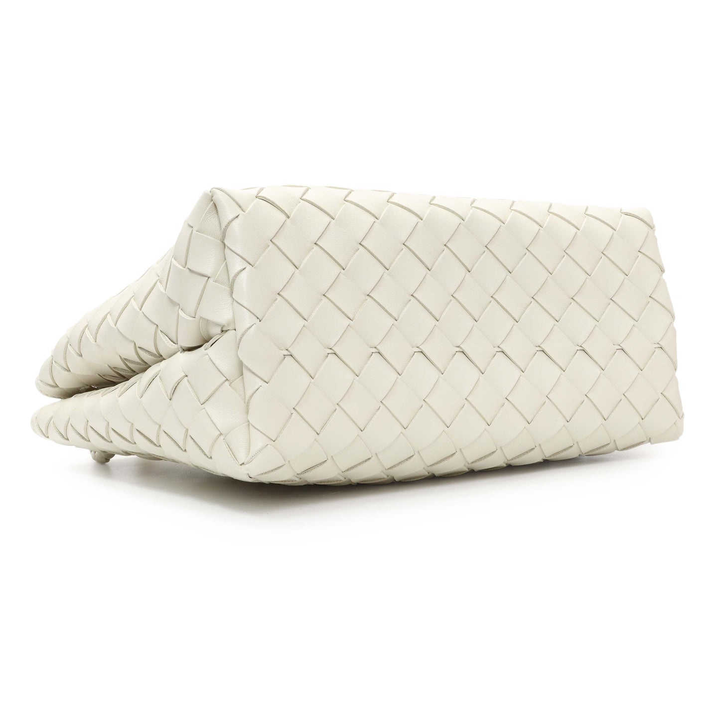 Exclusive Bottega Veneta White Nappa Intrecciato Small Andiamo Shoulder Bag — Back View