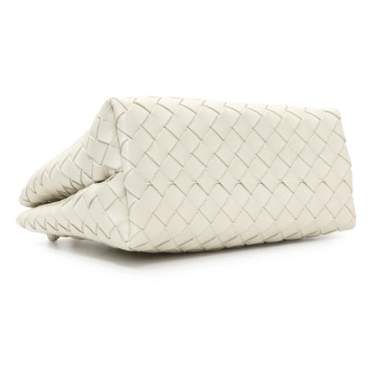 Exclusive Bottega Veneta White Nappa Intrecciato Small Andiamo Shoulder Bag — Back View