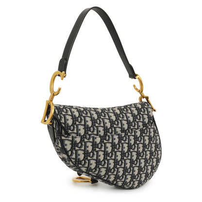 Exclusive Christian Dior Blue Oblique Saddle Bag — Side View