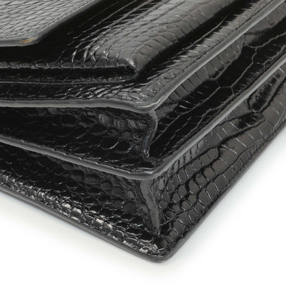 Exclusive Saint Laurent Black Crocodile Embossed Calfskin Medium Monogram Sunset — Top View