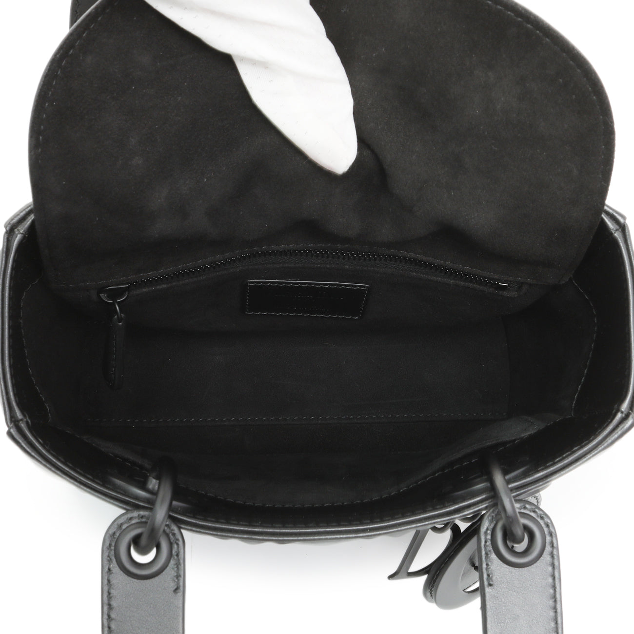 Exclusive Christian Dior Black Diamond Cannage Lady Dior Small — Top View