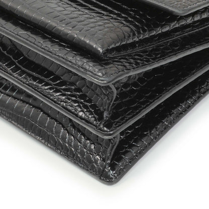 Exclusive Saint Laurent Black Crocodile Embossed Calfskin Medium Monogram Sunset — Detail View