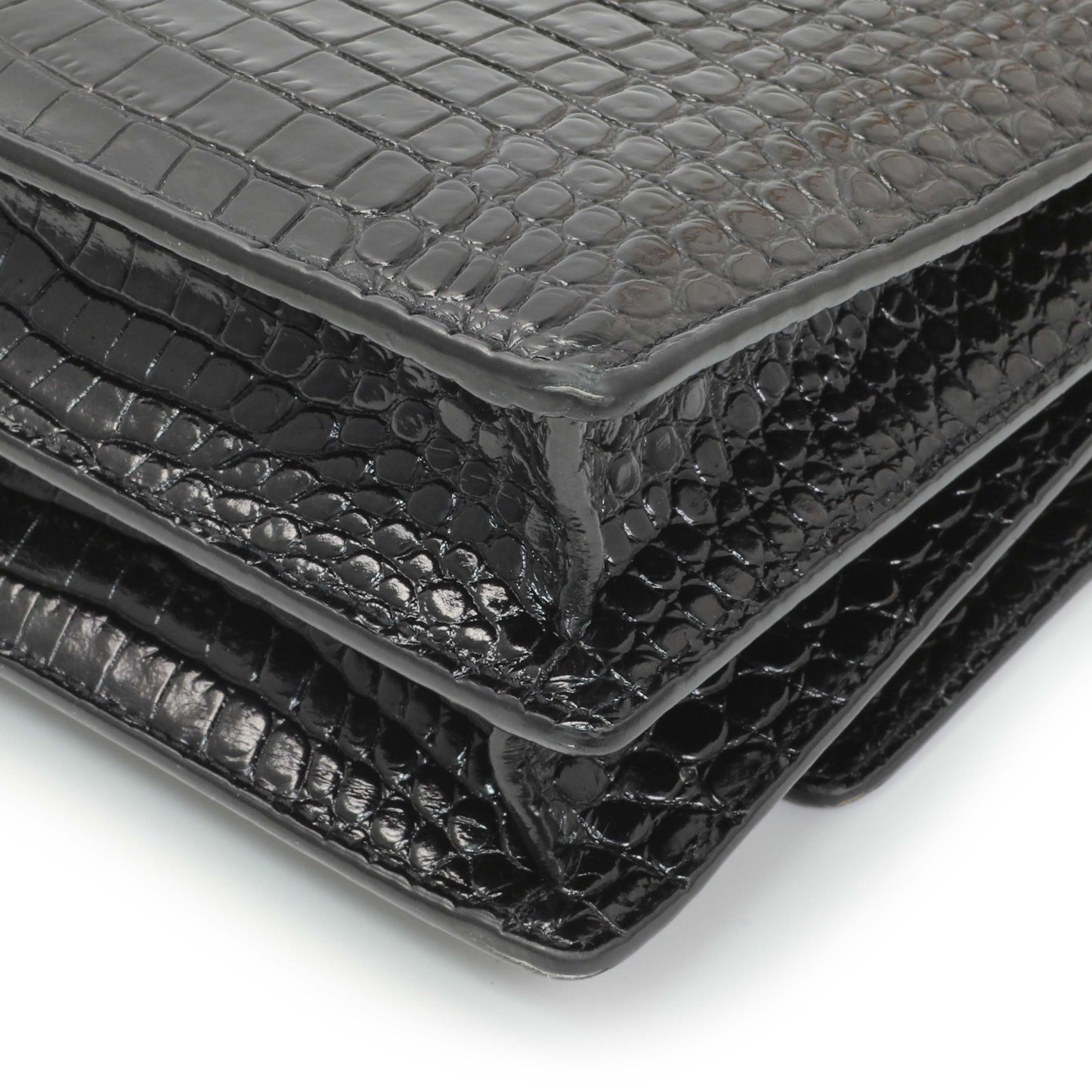 Exclusive Saint Laurent Black Crocodile Embossed Calfskin Medium Monogram Sunset — Alternate View 7